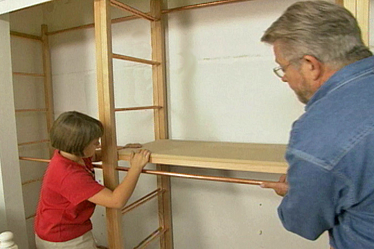 Custom Made Closet Organizer Uses Wood and Copper Pipe - screenshot